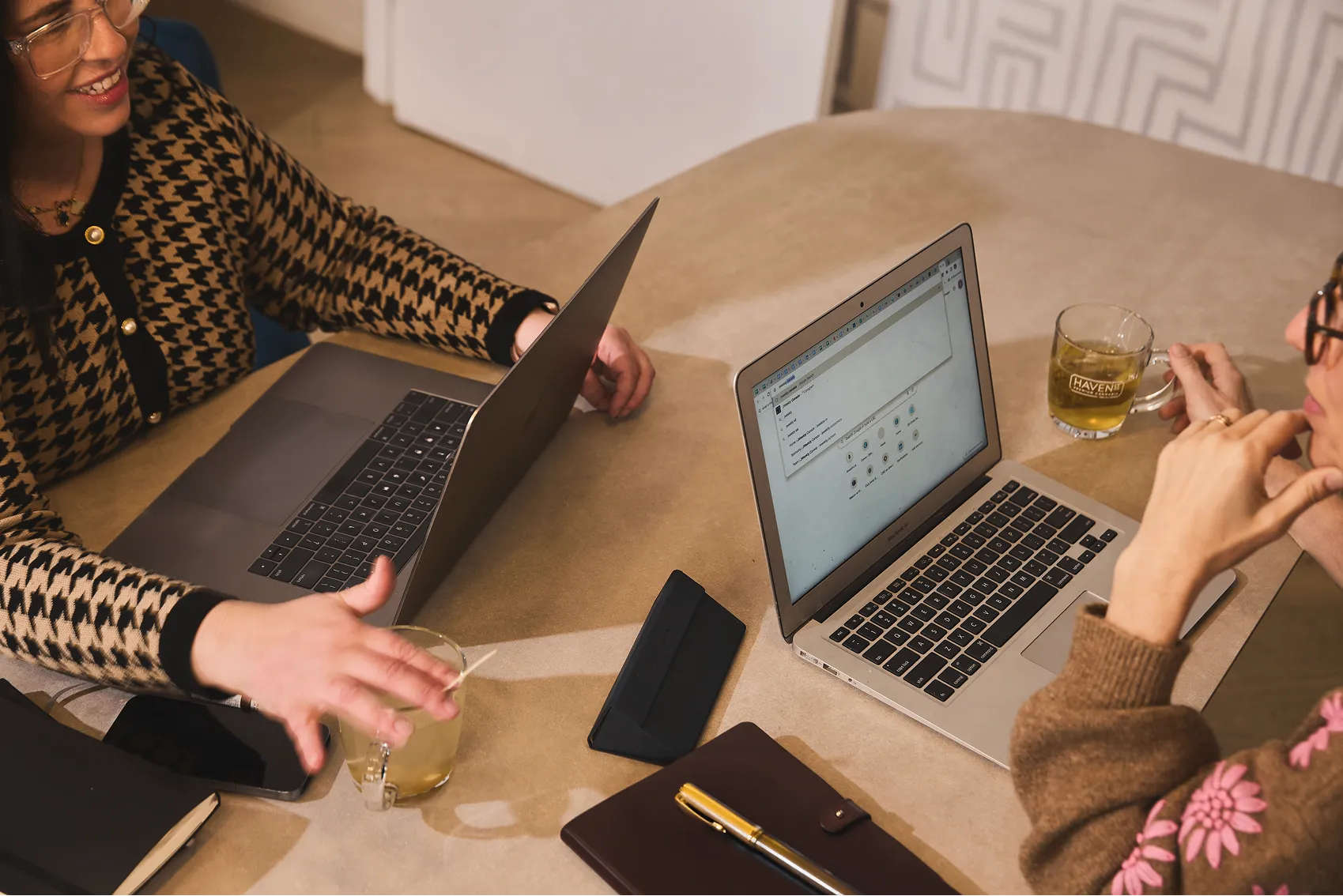 People collaborating at a shared table